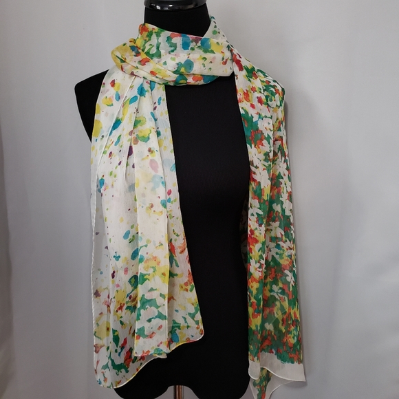 Watercolor White/Green/Yellow/Red Light Scarf - Picture 7 of 8